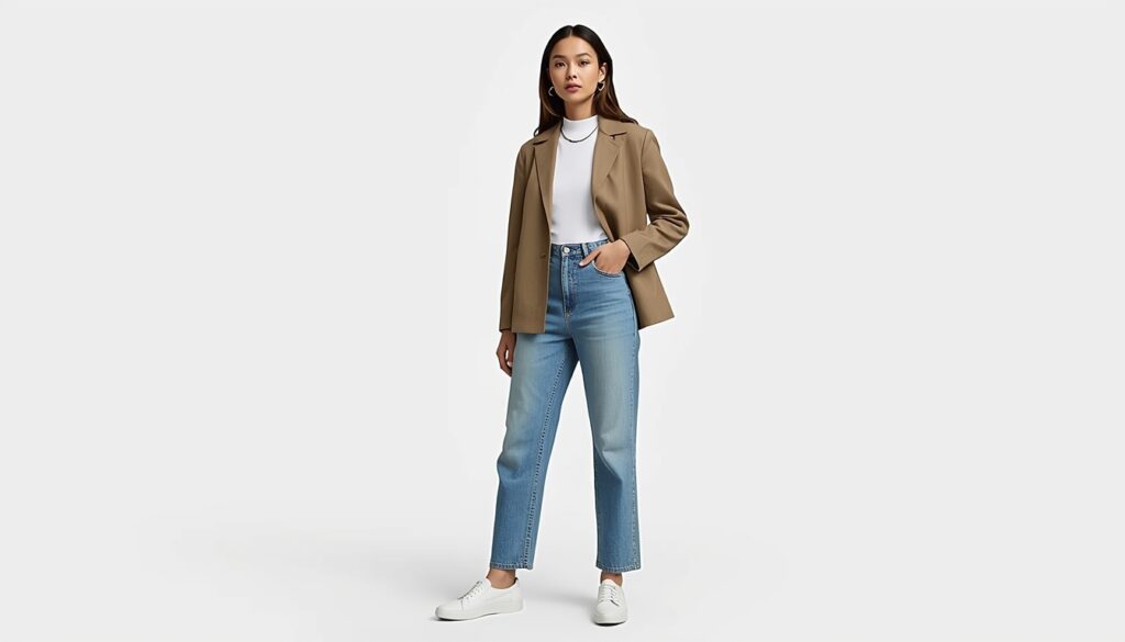 Relaxed Denim with a Structured Jacket