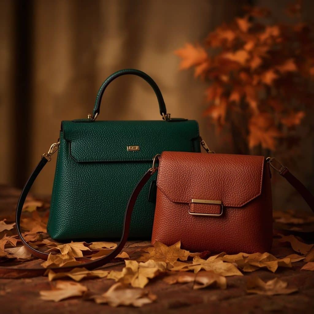 Affordable Fall Bags for Women: Green Top Handle Bag & Cognac Crossbody