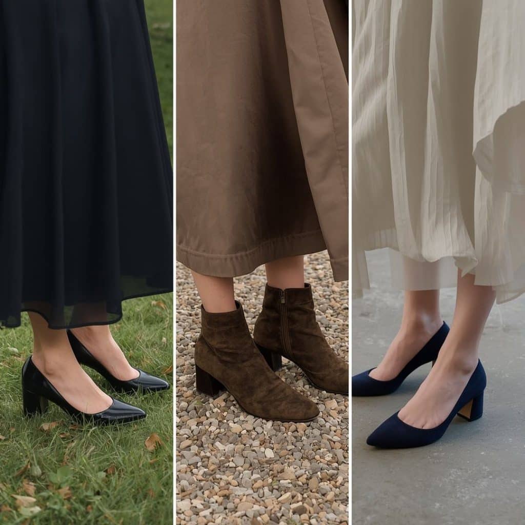 Fall wedding guest shoes for grass gravel and indoor venues