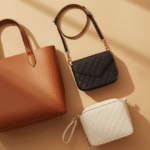Flat lay of affordable fall handbags for women
